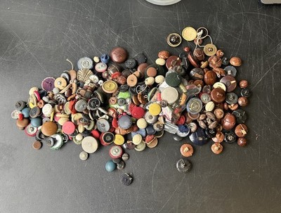 HUGE Lot of Antique/Vintage Buttons Leather Woven Button Lot True Vintage Repair