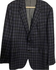 Hickey Freeman 90 Wool 10 Cashmere Plaid Blazer Sport Coat 46 XLG Addison