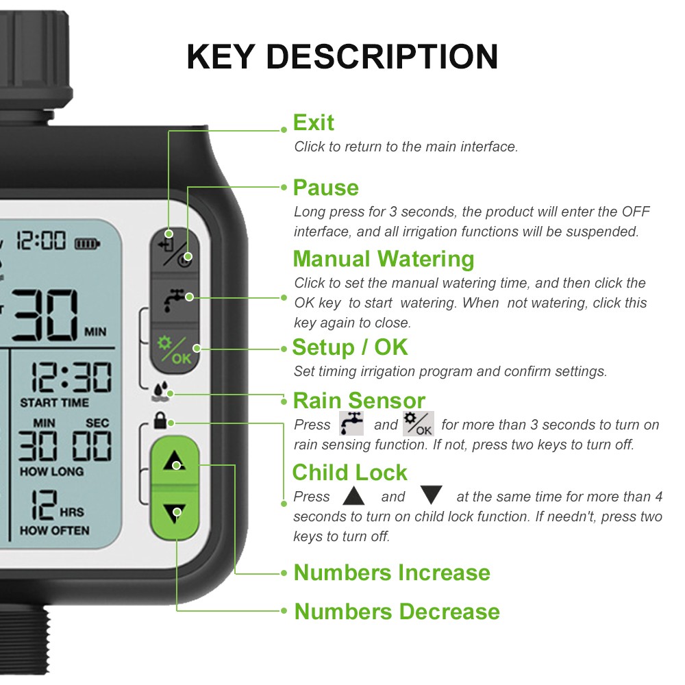 Electronic Irrigation Regulator Automatic Irrigation Timer With Large LCD Screen