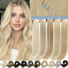 Seamless Tape In Human Hair Extensions Invisible Skin Wefts Highlight Ombre 40pc