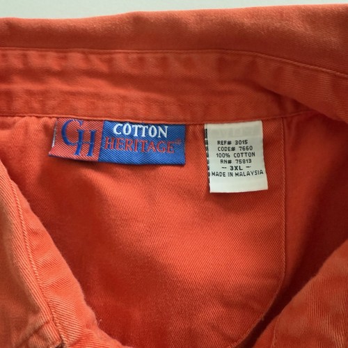 Men's 3XL Biker Motorcycle Pin Up Frayed Cotton Heritage Button up Orange Shirt - Picture 11 of 12
