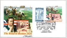 #6029 BOSTON 2026 OLD NORTH CHURCH STAMP + LABEL, FDC ARTIST CHRIS CALLE SIGNED