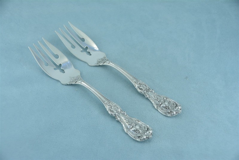 2 Reed & Barton Francis I Sterling Silver 6-1/8" Salad Fork Old Mark H Monogram