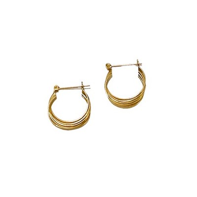Vintage JCM 14K Yellow Gold Hoop Earrings Jacmel Twisted Wire Unisex Hoops 1.5g