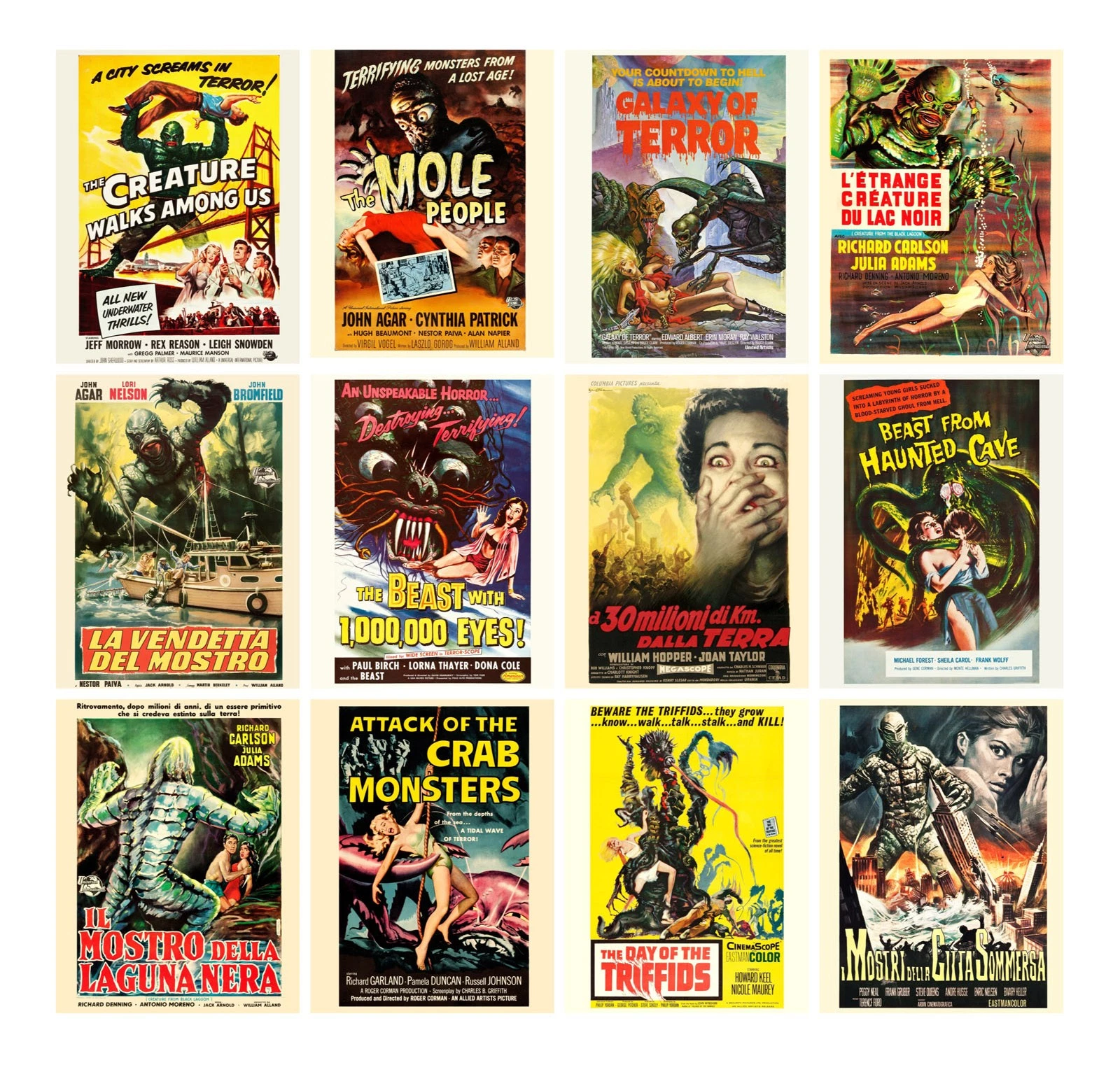 2026 SciFi Alien Monsters Vintage Movie Posters Vertical Wall Calendar
