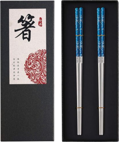 Metal Chopsticks Titanium Plated Stainless Steel Chopsticks Reusable Dishwash...