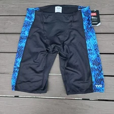 TYR Durafast Elite Glacial Hero Mens Jammer Blue/black Swimwear  SZ 32 New