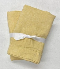 NEW Pottery Barn Belgian Flax Linen EURO Pillow Shams~SET OF 2~Daffodil Yellow