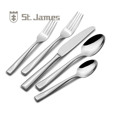 #ad St. James Beam Heavyweight Forged Stainless Steel Flatware 42pc Set Serves 8 $69.95