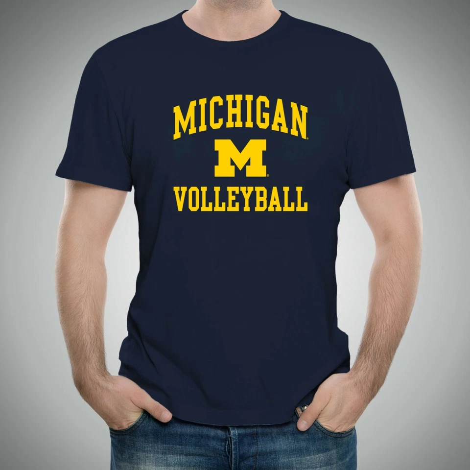 Michigan Wolverines Arch Logo Volleyball T Shirt - Navy - Image 4 of 4