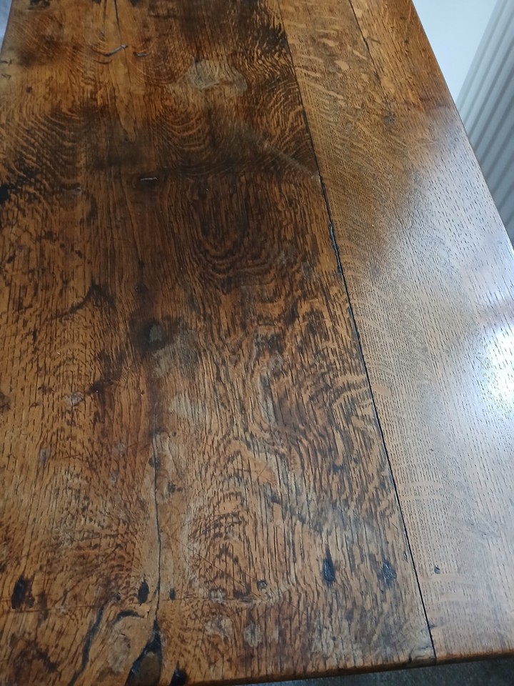 Early Oak Lowboy With Brass Handles. Make Great Hall Or