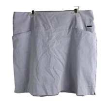 SC & Co Womans 2X-Large Skort Plus Blue White Short Stretch Exercise Striped 2XL