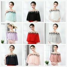 Womens Chiffon Shrug Shawl Off Shoulder Bolero Cape Evening Dress Jacket