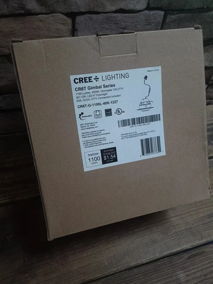 НОВЫЙ В КОРОБКЕ CREE ОСВЕЩЕНИЕ CR6T КАРДАН 6 «СВЕТОДИОД 1100L 4000K DIMMABLE УТОПЛЕННЫЙ СВЕТ - Изображение 3 из 4