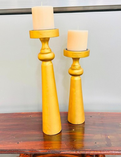 Wooden Candle Stand, Set of 2, Mango Wood Candle holders for Home Décor - Picture 9 of 10