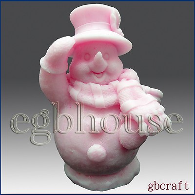 3D silicone Soap//polymer//clay//cold porcelain mold-Top O/' the Morning Snowman