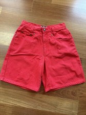 EUC Vintage Express Red Denim Mom Jean Shorts 90  s Size 5/6 Super Cute RARE 