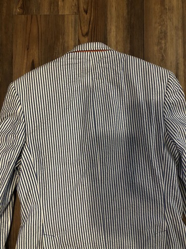 Vintage Tallia Boy's Juniors 2-Button Blue Seersucker Blazer/Jacket Size 16R - Picture 10 of 17