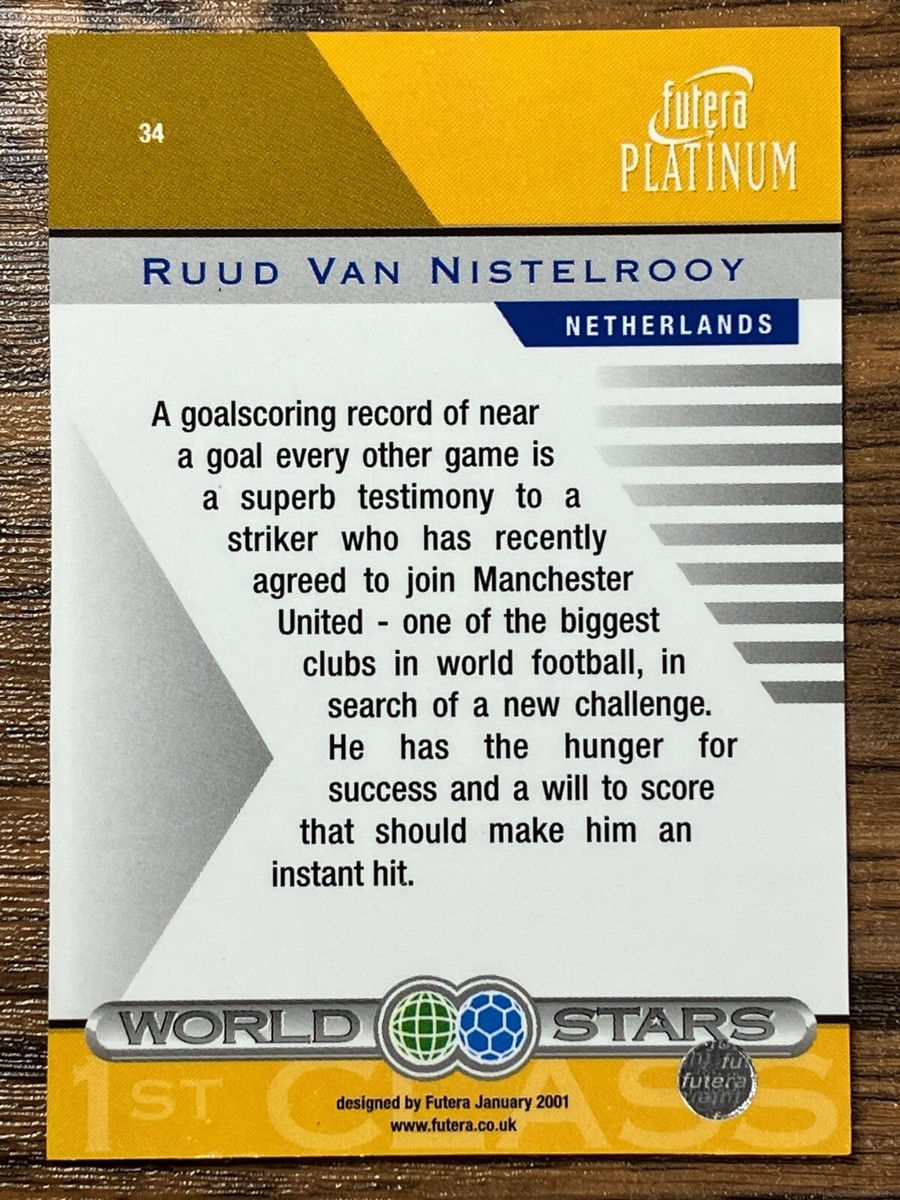 Free Shipping! Futera Platinum 2001 World Stars #34 Ruud Van Free Shipping! Futera Platinum 2001 World Stars #34 Ruud Van