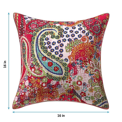 Decorative Cushion Cover Set Of 4 Paisley Bohemian Kantha Pillow Cover Case - Picture 15 of 53