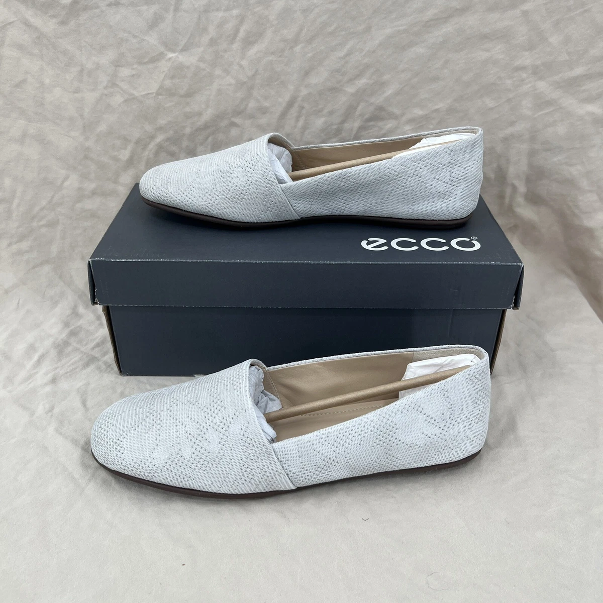 Ecco Loafer Shoe Womens 10.5 EU 41 Shadow White Osan Leather Flat Slip On