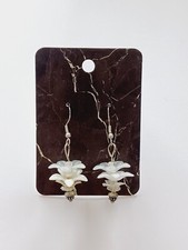 White Flower Dangle Drop Earrings