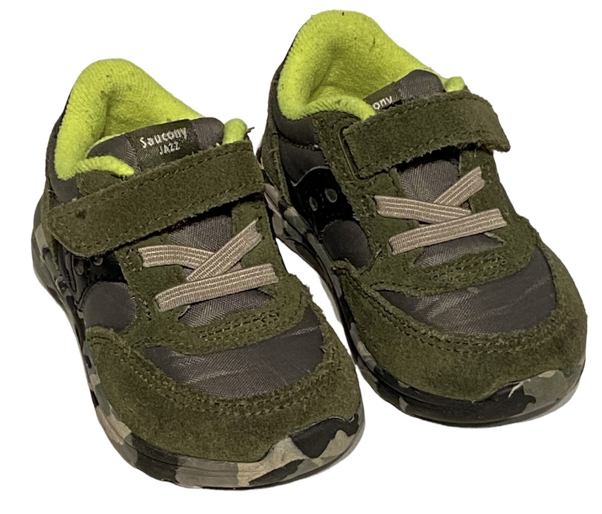 SAUCONY S-BABY JAZZ LITE SIZE Months C BOYS CAMO WITH GREEN