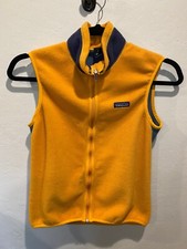 Vtg 90’s PATAGONIA Fleece PEF Made In USA ZipFront VEST Men’s Small Yellow Gold
