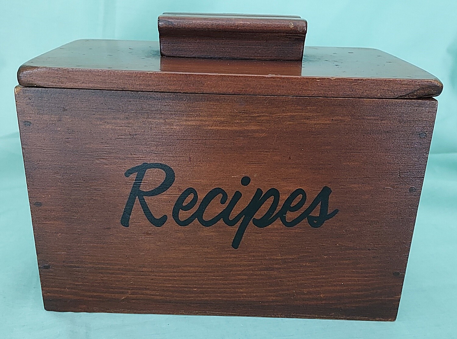 Vintage Wood Recipe Card Holder Box With Lidded Card Holder Stand eBay