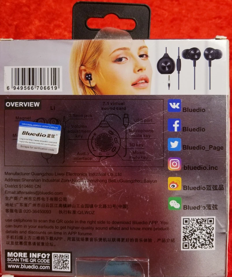 Bluedio Li Wired Earphones In-Ear Earbuds - Black - Image 4 of 4