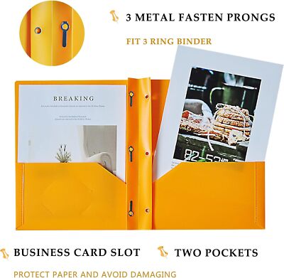 PATIKIL Pocket Folders With Prongs, 12 Pcs Heavy Duty Plastic Pocket Folders With 3 Fasteners Fit Letter Size Paper For Resume Documents Files Letters, Black - View #12