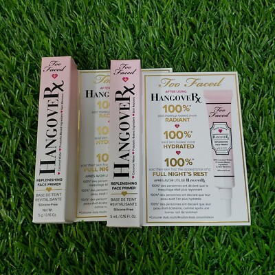 2x TOO FACED Hangover RX Replenishing Face Foundation Primer 0.16oz 5mL Minis