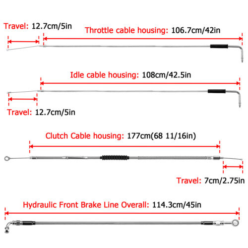 Cable acelerador embrague freno manillar 12"-14" para Harley Fat Boy no ABS 12-14 - Imagen 2 de 8