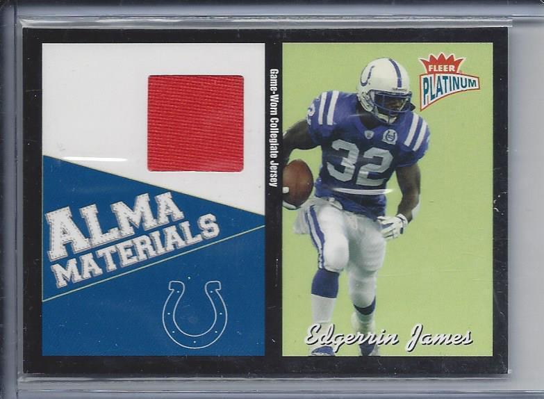 EDGERRIN JAMES 2003 FLEER PLATINUM ALMA MATERIALS MIAMI HURRICANES GU JERSEY