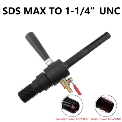 1 1/4''-7 Male Thread To SDS MAX Diamond Core Bit Water Injection Adapter 1/2''BSP