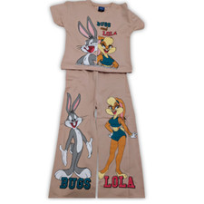 Kids' Pajama Set, Soft Cotton, Cartoon Print, Beige, Available Size 1-2 Years 