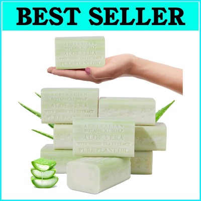 8-Pack Aloe Vera & Green Tea Triple Milled Soap Bars - Nourishing & Long-Lasting