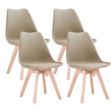 Set 4 sedie Beige Tulip Design Gambe polipropilene Legno di faggio
