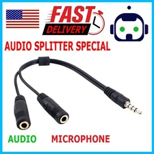 3.5mm AUX Audio Mic Splitter 1 Male to 2 Female Gold Plated Headphone Cable
