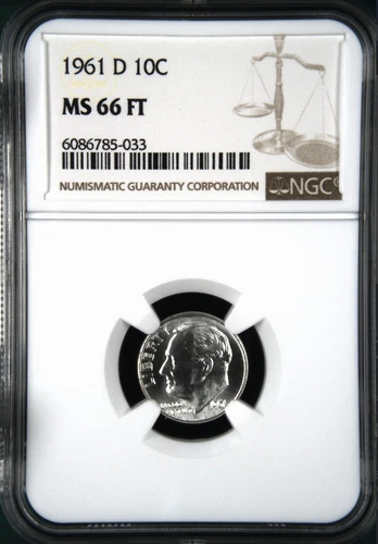:1961-D 1OC FRANKLIN ROOSEVELT-DIME NGC NEAR-SUPERB MS66FT RARE R5 HIGH-GRADES