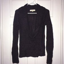 Ann Taylor Loft dark purple deep-V sweater, size XS