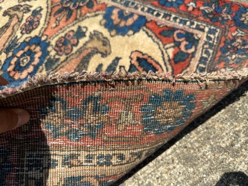 2x3 ANTIQUE ORIENTAL RUG small vintage handmade pictorial carpet 2x2 genuine rug - Picture 7 of 11