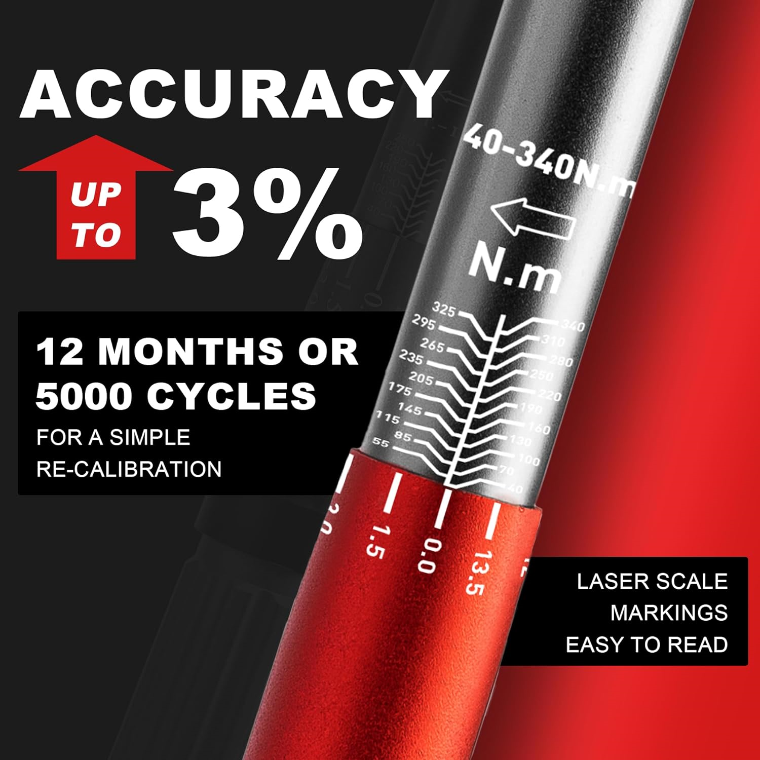 EZARC Torque Wrench 1/2Inch, 40320 Nm, Car Motorcycle Torque Wrench