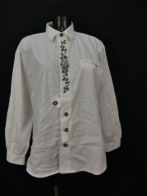 Size M costume shirt shirt solo white thin cotton chamois and mountains embroidery