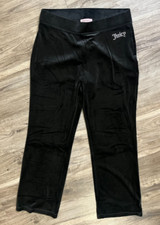 Juicy Couture Womens Rhinestone Logo Velour Wide Leg Track Pants, Black Size M