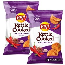 Lay's Kettle Cooked CAJUN SPICE Potato Chips 8Oz. 2 Bags LAYS Crunchy NEW