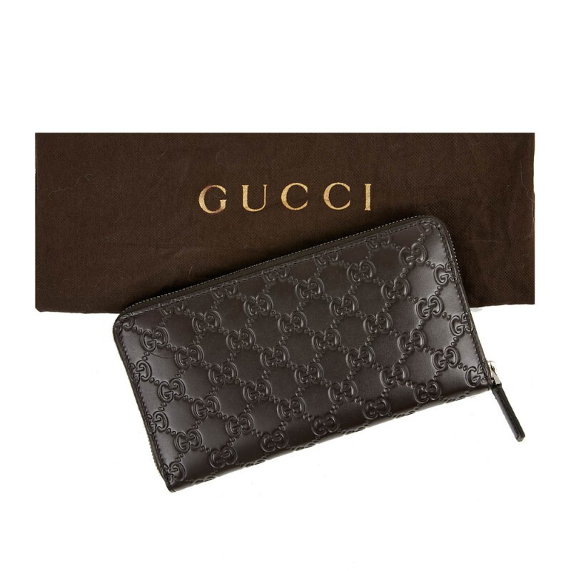 24AW new/GUCCI GGレザートリムウォレット Wallet Brown Gucci Original Beige GG Canvas Brown Leather Trim Long