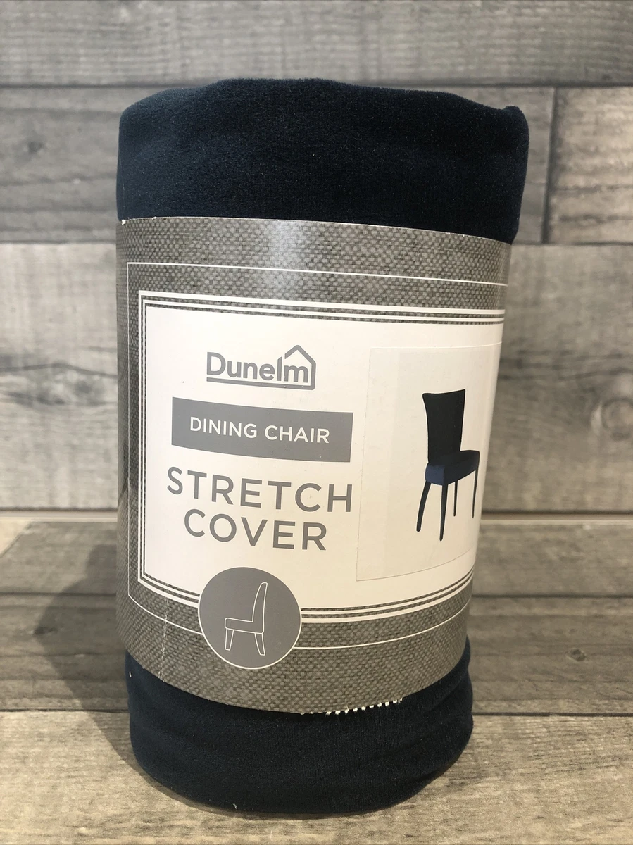 Dunelm Dining Chair Stretch Cover Navy Blue Velour 45cm x Height 50cm 60cm