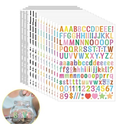 2280 Stück 0,5 Zoll kleine Vinyl Buchstaben Zahl Zoll, bunt 