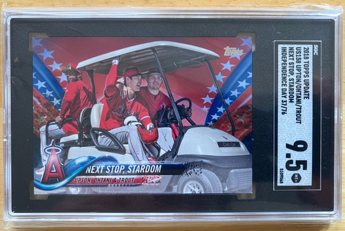 Justin Upton / Shohei Ohtani / Mike Trout [Independence Day] #US158 2018 Topps Update card